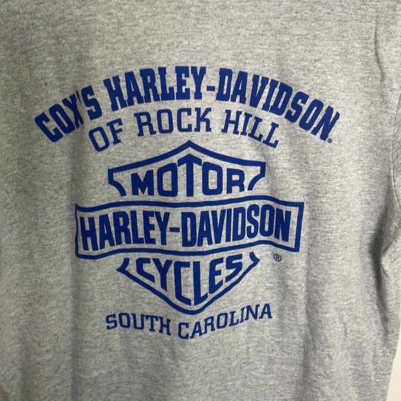 Harley-Davidson women V-neck Gray tee with Blue Graphic- size Large - Picture 4 of 9